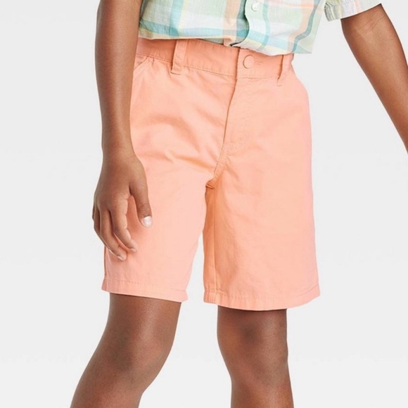 Brand New Cat & Jack Flat Front At the Knee Shorts Size S (6-7) Corally-Orange - Picture 3 of 4